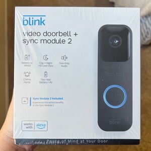 blink video doorbell + sync module 2 NIB NEW Amazon Alexa home security black